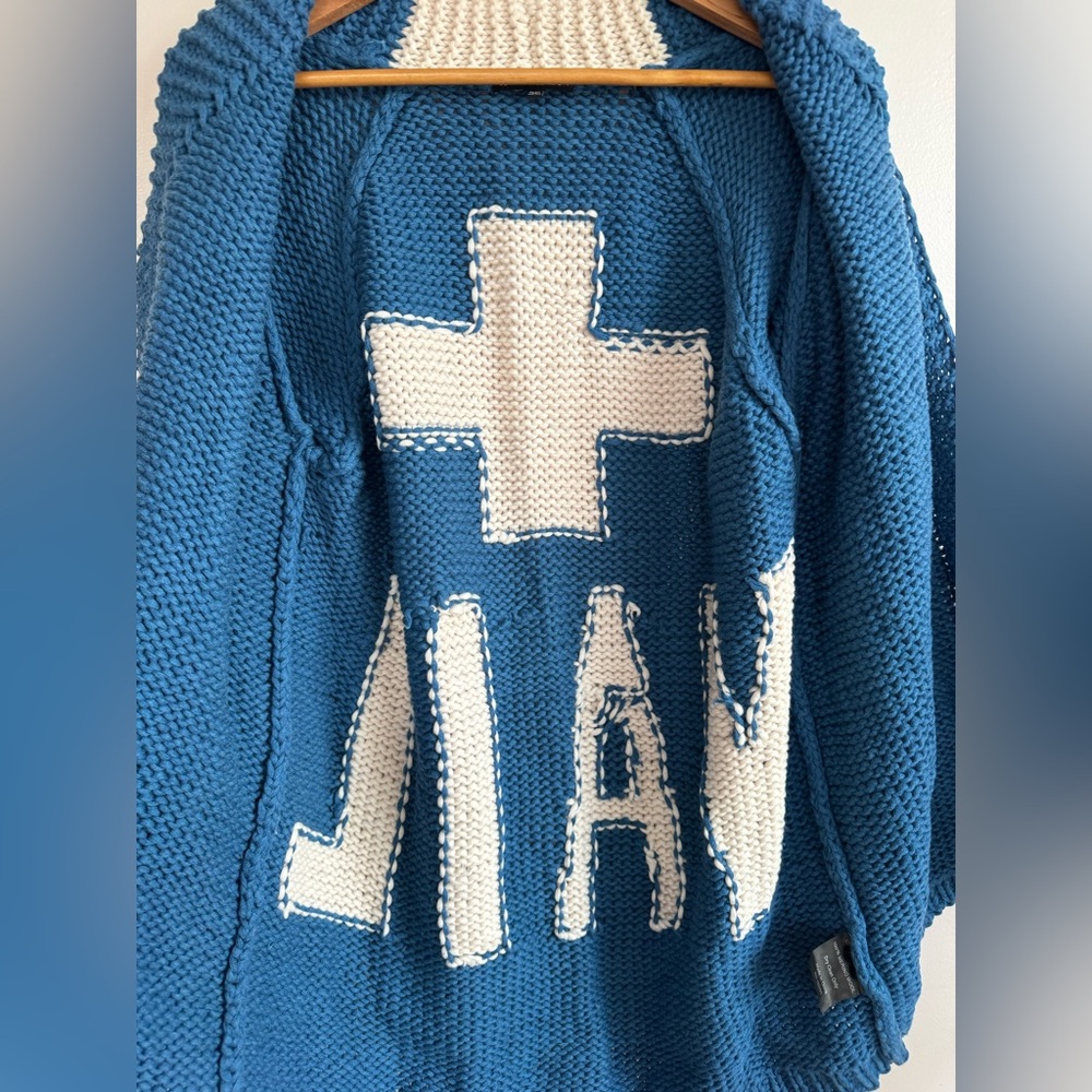 COTES OF LONDON VAIL BLUE & WHITE THE BUXTON | HAND MADE WOOL CARDIGAN - Picture 9 of 14